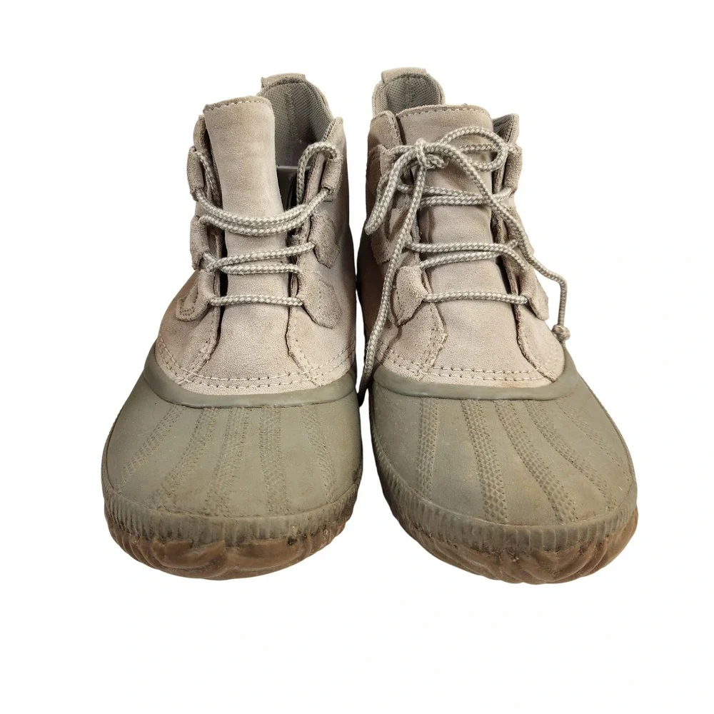 Sorel Womens Out & About Waterproof Suede Lace Up Duck Boots Taupe‎ Size 7